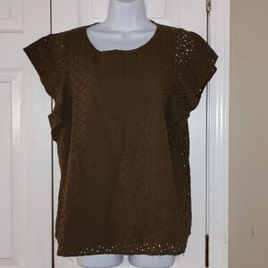 Banana Republic Factory brown eyelet top  SZ XL